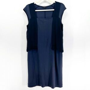 Weekend MaxMara Navy Jersey Silk Square Neck Shift Dress Medium